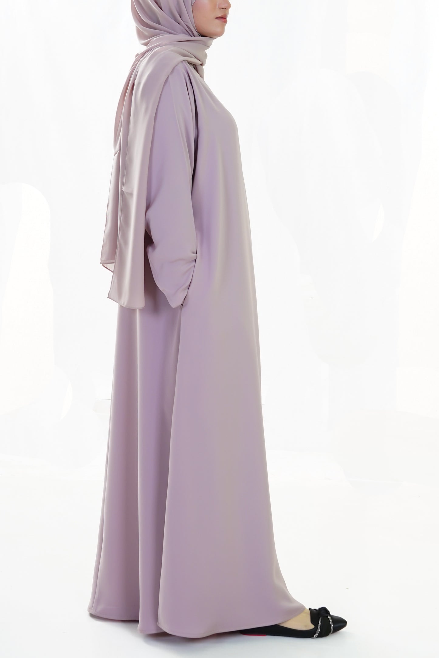 Safiyyah 4-Piece Textured Open Abaya Set — Light Beige