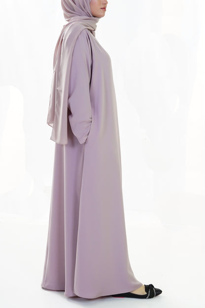 Safiyyah 4-Piece Textured Open Abaya Set — Light Beige